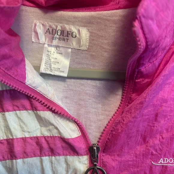 Adolfo Sport Vintage Pink and White Windbreaker Size Large - Picture 3 of 9